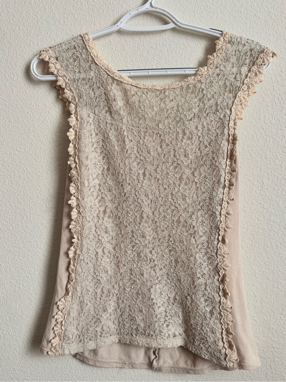 Express Beige Floral Lace Overlay Tank Top – Size S